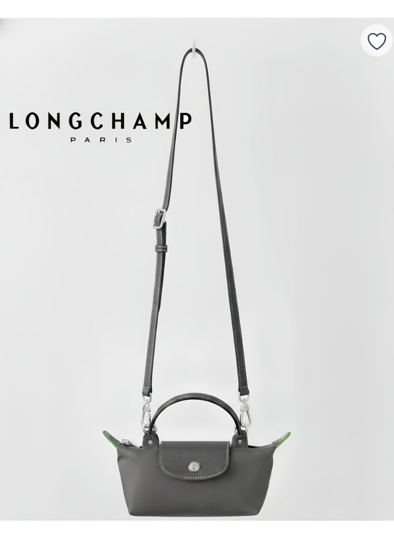 Longchamp French Longchamp Women's fashion versatile mini makeup bag handbag shoulder bag handheld small bag camera bag Mini Graphite Grey - Image 1